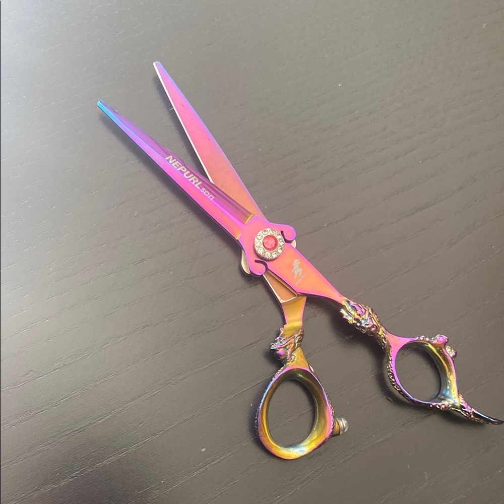 NEPURI Iridescent Rainbow Hair Shears - Pink/Gold Finish